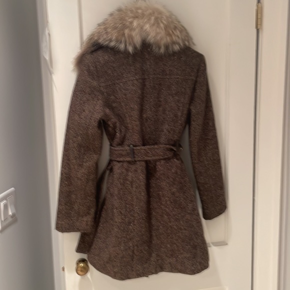 Micheal kors tweed peacoat jacket with vegan leather but real fur looks amazing - Picture 8 of 8
